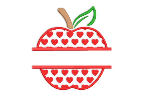 Apple with Red Hearts Split Monogram