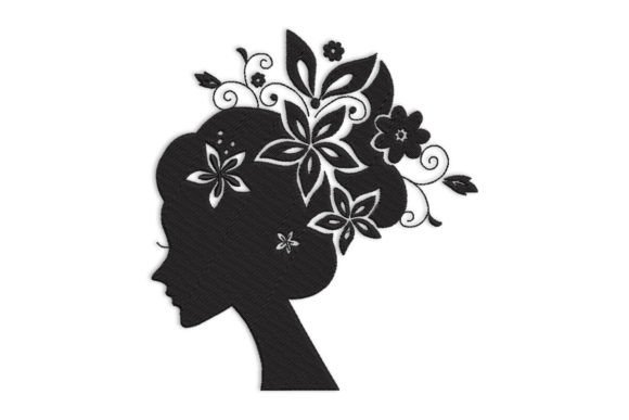 Beautiful Woman Silhouette with Flowers