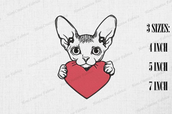 Cute Sphynx Cat with Heart Valentine Day