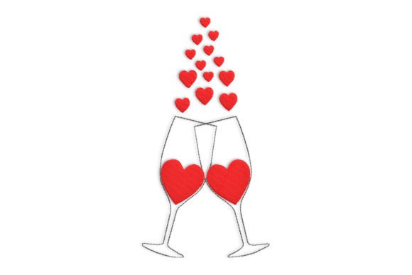 Two Glasses with Hearts